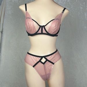 Victoria's Secret Set Lace Underwire Demi Bra 34C Bikini Large